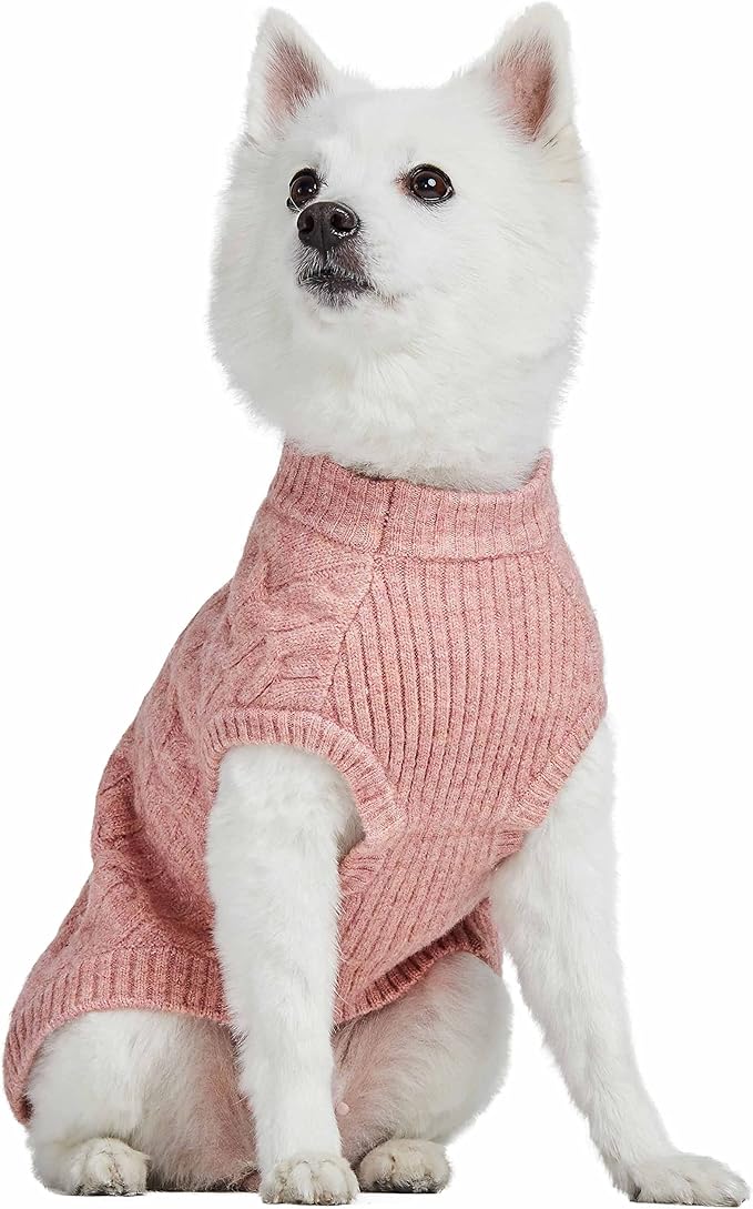 Blueberry Pet Dog Sweater - Fuzzy Knit Pullover for Medium to Large Dogs, Rainbow Pink Girl Dog Clothes, Crew-Neck Sweater Vest, 20" Back Length, Soft & Washable Pink Coat
