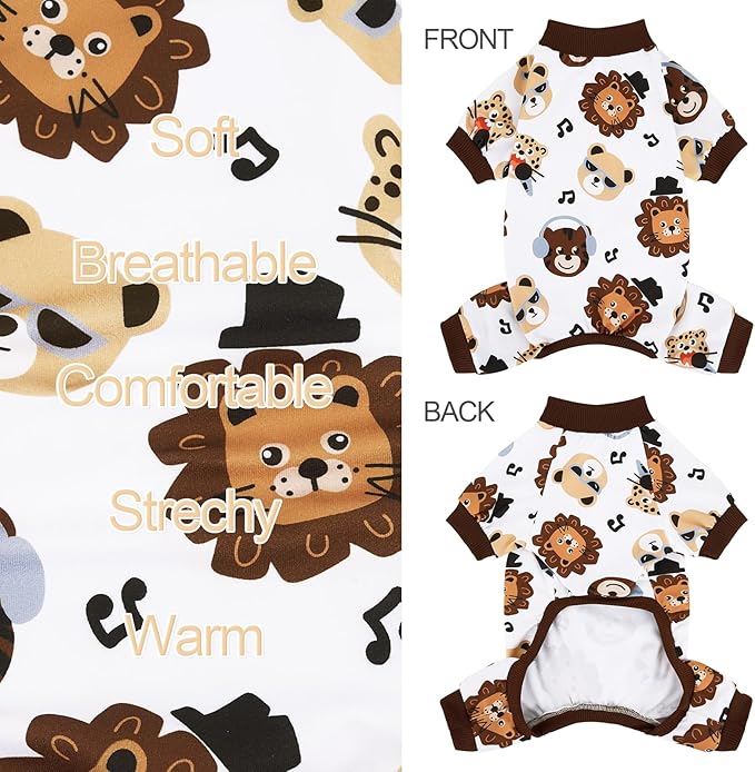XPUDAC 4 Pack Dog Pajamas Comfy Strechy Doggie Pjs Puppy Clothes for Small Medium Dogs Boy Girl Cat Pet Outfits, XL