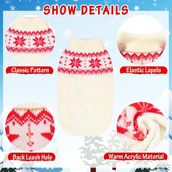 Warm Winter Dog Sweater - Cold Weather Pet Clothes for Small Medium Large Dogs Indoor Outdoor, Soft Classic Knit Puppy Apparel