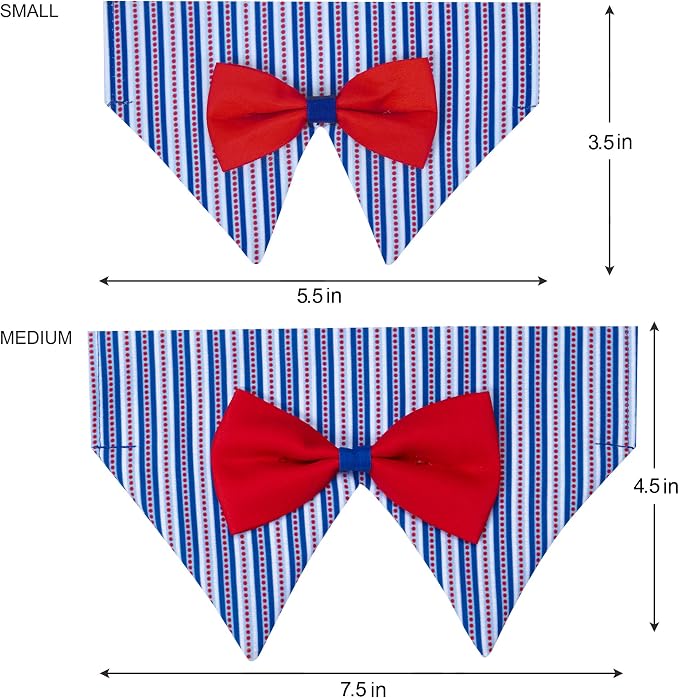 Blueberry Pet Iconic High Street Fashion Adjustable Dog Bandana Collar with Bow Tie, Medium, Neck 14.5"-20"