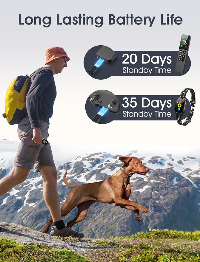 Dog Training Collar with Remote, Smart Dog Shock Collar with 3 Training Modes and Training Icons, Waterproof Electric Dog Shockers for Large and Medium Dogs (8-120 LBS)