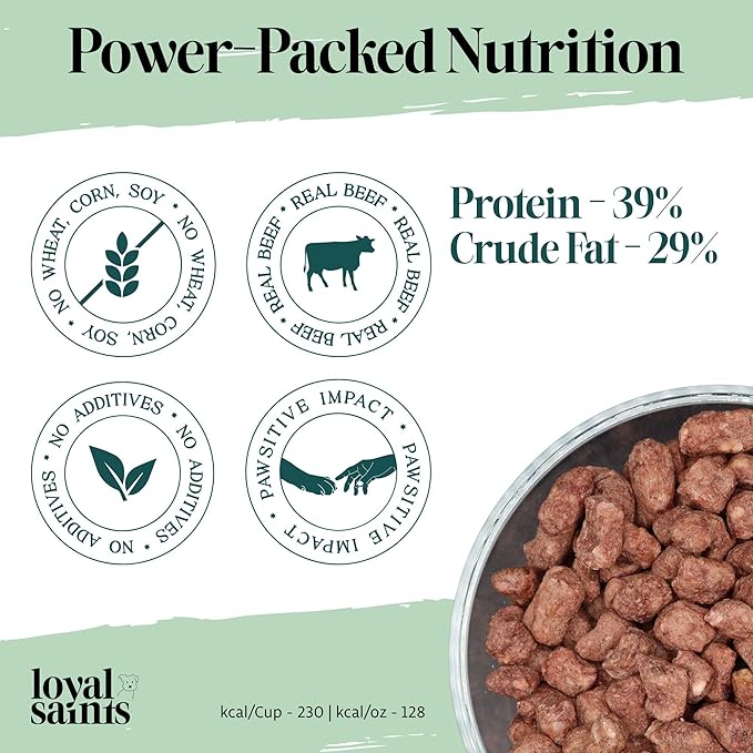 Freeze Dried Raw Dog Food - Premium Beef Flavor with High Protein and Grain Free Dog Food for Small or Large Breeds and Picky Eaters - Versatile as Meal Topper, Snack, and Treats, 5 Oz
