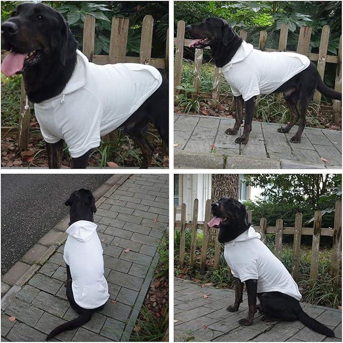 Lovelonglong Blank Basic Hoodie Sweatshirt for Dogs 100% Cotton Fits Small Medium Dachshund Large Dog Off-White D-S