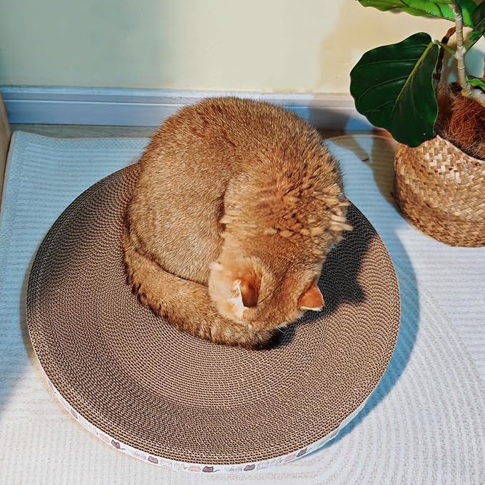 Spindro 4 Pack Extra Large Cat Scratcher Cardboard, Round Scratcher Bed Scratch Bowl, Scratching Lounge Couch Round Shaped Cat Scratch Board Nest for Indoor Cats Furniture Protector