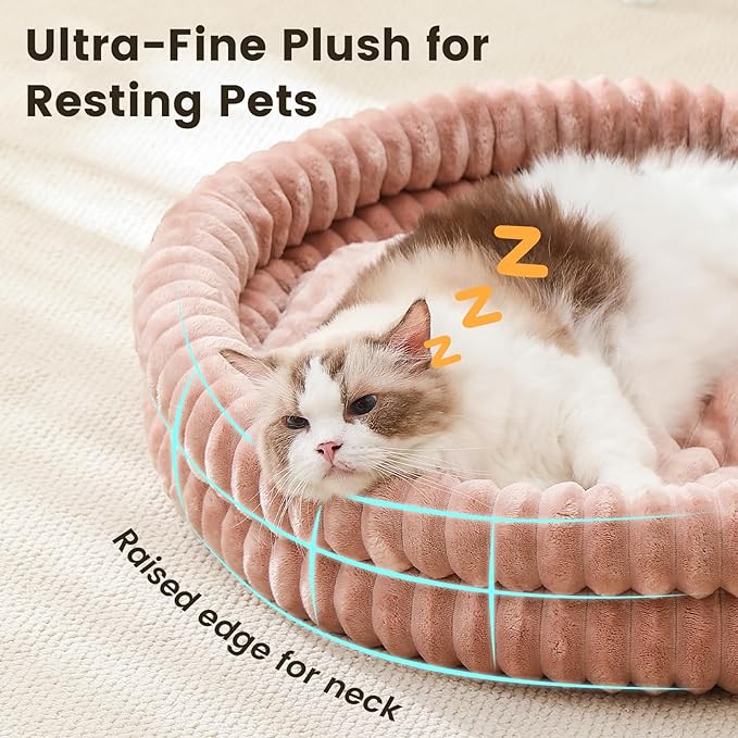 Petinstinct Dog Bed Medium Size Dog, Machine Washable Orthopedic Donut Cat Beds for Indoor Cats, Fluffy Warm Thermal Round Pet Bed with Anti-Slip Bottom for Puppy and Kitten, Dark Pink, 28"x28"x5"