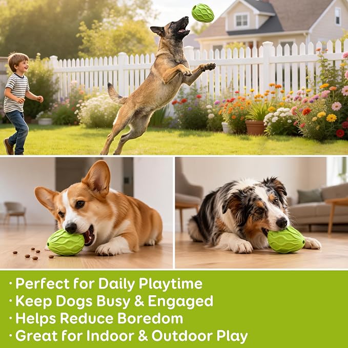 2-Pack Interactive Treat Dispensing Dog Toys, Natural Rubber Chew Toys for Aggressive Chewers, Stuffable Treat Toys for Large & Medium Dogs, Mental Stimulation for Dogs, Boredom Relief