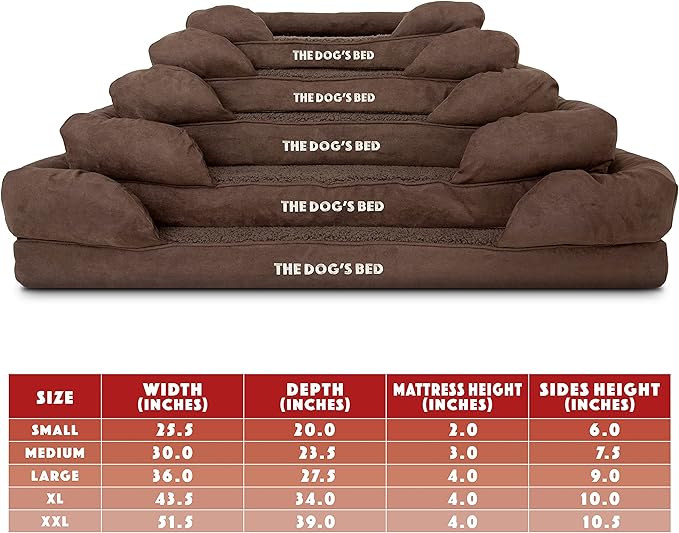 The Dog’s Bed Orthopedic Dog Bed XL Dark Brown Plush 43.5x34, Premium Memory Foam, Pain Relief: Arthritis, Hip & Elbow Dysplasia, Post Surgery, Lameness, Veterinary Approved, Waterproof Washable Cover