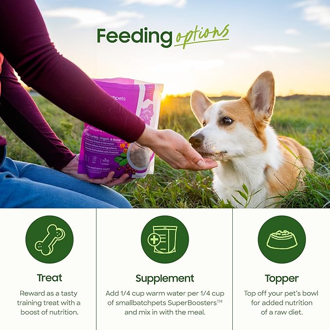 smallbatch Freeze Dried Dog Treats, Superfood Food Topper Pork Bites for Dogs & Cats, Probiotics, Organic Ingredients, High Protein, Grain Free Healthy Treat & Food Topper, Made in The USA, 7 oz Bag