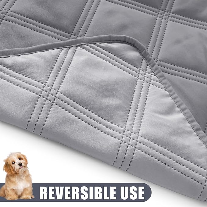 Smiry Waterproof Dog Bed Cover Blanket 52x82, Soft Reversible Pet Blanket, Washable Leakproof Cats Dogs Couch Cover for Sofa, Couch, Furniture, Lattice, Grey/Light Grey