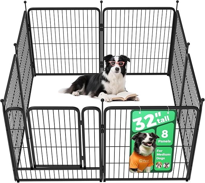 FXW Rollick Unleashed Dog Playpen for Indoor, Yard, RV Camping, 32 inch 8 Panels for Small and Medium Dogs│Patented