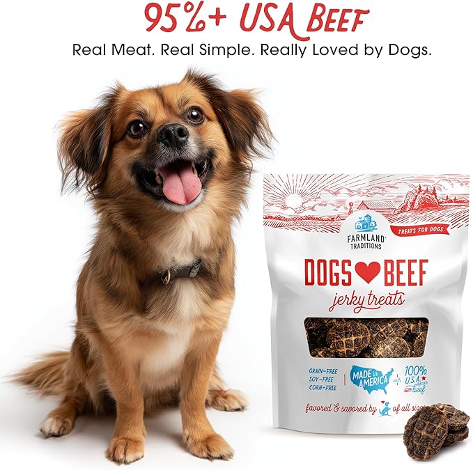 Farmland Traditions Dogs Love Beef Jerky Dog Treats with Only 3 Ingredients and No Fillers, 2.5 Pound (Pack of 1).