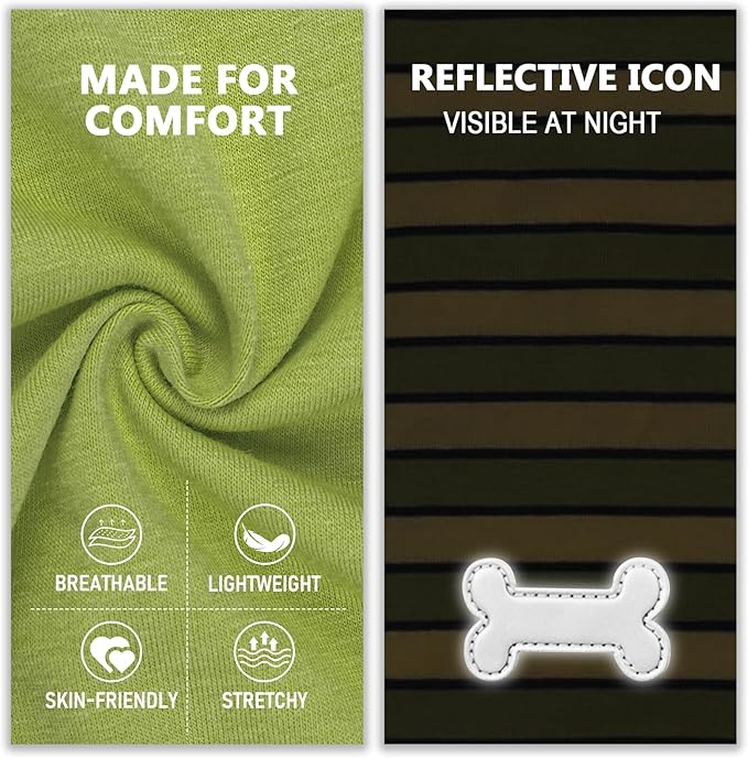 KYEESE 2Pack Dog Shirt, Soft Striped Dogs T Shirts, Lightweight Pet Tank Top, Sleeveless Dog Shirt for Large Dogs, Stretchy Comfortable Pet Vest, Green, 3XL