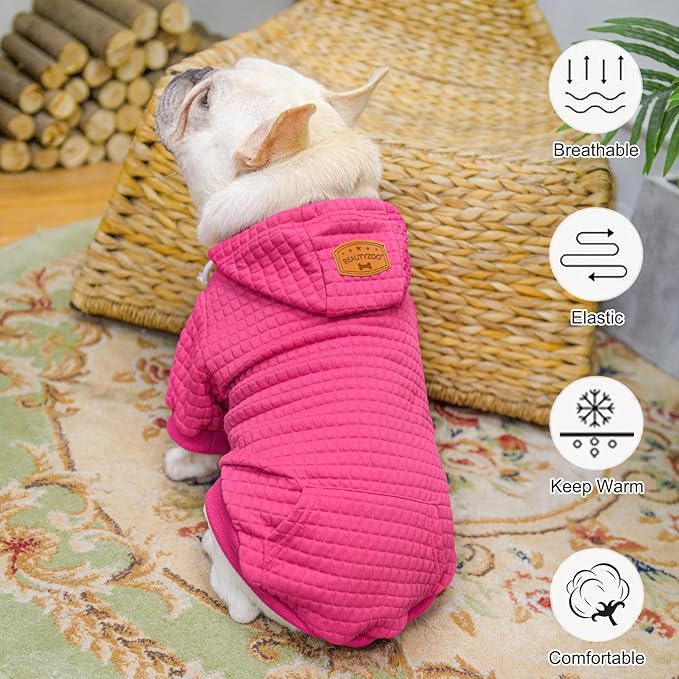 BEAUTYZOO Dog Hoodie for Small Medium Large Dogs, Winter Fall Warm Dog Clothes for Puppy S M Sized Dogs Girl Boy, Dog Sweater Shirt Hoodies with Pocket Bulldog Pitbull Cat Clothing Coat