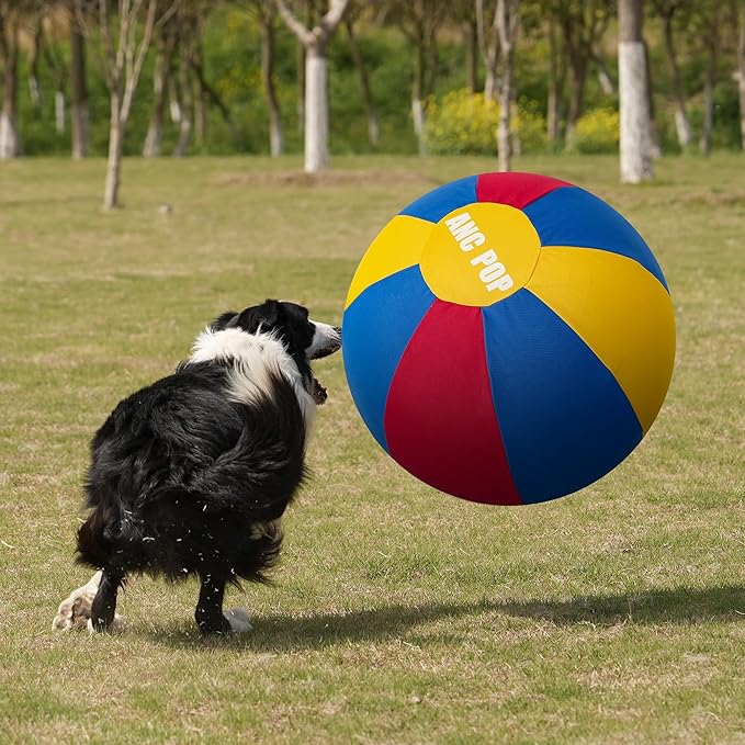 Herding Ball for Dogs Horse & Cover 25" Ball for Horses Large with Hand Pump for Play Horse Toys for Horses Stall, Red and Blue and Yellow