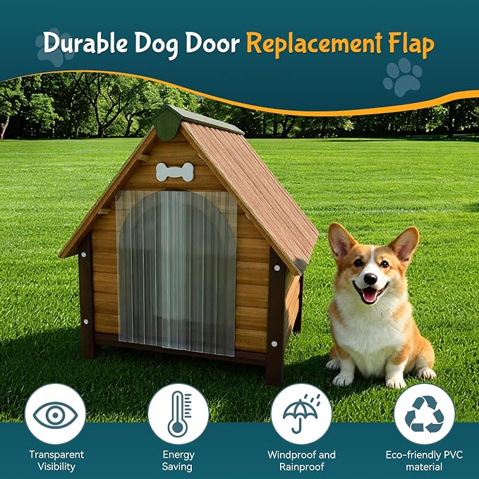 Dog Door Replacement Flaps 15.7 in x 4.9 FT with Metal Strips | Dog House Flap - Weather Resistant Plastic Vinyl Strip for Igloo or Kennel, Easy to Cut