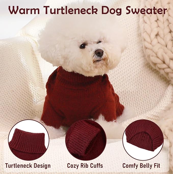 Red Large Dog Sweater, Classic Knit Turtleneck for Big Dogs - Warm Holiday Sweater with Harness Hole, Perfect for Dachshund, Frenchie & More