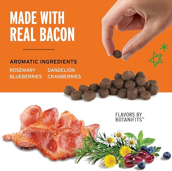 Pet Botanics Training Rewards Treats for Dogs, Made with Real Pork Liver, Focuses, Motivates, Rewards, Speeds Up Learning Curve, No BHA, BHT, Ethoxyquin, Bacon, 20 oz (1 pack)