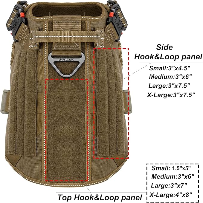 ICEFANG Tactical Dog Harness,X-Large Size, 2X Metal Buckle,Working Dog MOLLE Vest with Handle,No Pulling Front Leash Clip,Hook and Loop Panel