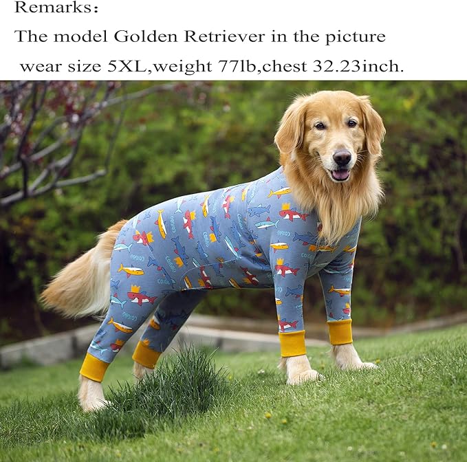 Dog Recovery Suit After Surgery Female Male, Medium Large Dog Neuter Shirt Cone Alternatives Prevent Licking Surgical Onesies (Grey Shark, 4XL)