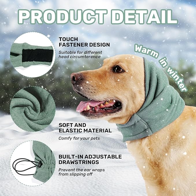 Dog Calming Hoodie, No Shake Ear Wraps for Dogs, Adjustable Dog Ear Muffs for Noise Protection, Ear Wrap Head Cover for Head Warp Anxiety Relief, Hematoma, Grooming and Force Drying