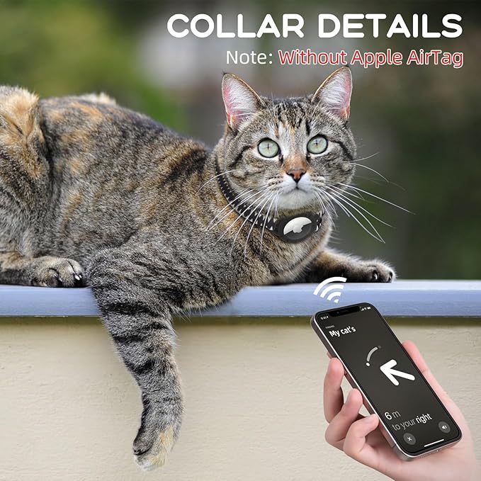 AirTag Cat Collars, Stretchy Collar with Apple AirTag Holder and Bell, Breakaway Ultra Design Elastic GPS Tracking Collars for Cats and Puppies, (7.5-12.5 Inch), Shark Pattern