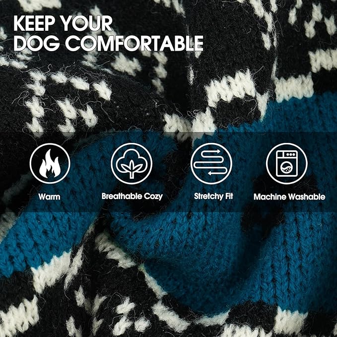 IECOii XXXL Dog Sweater for Extra Large Dogs Boy, Big Boy Dog Winter Sweaters with Mid Neck, Doberman Sweater for Dogs Large Breed, Easy On Pullover Knitwear for Cold Weather, Turquoise, 3XL