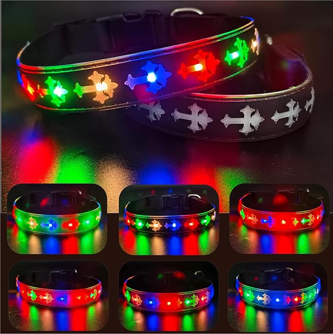 Light Up Glow Dog Collar with Holder Compatible with AirTag