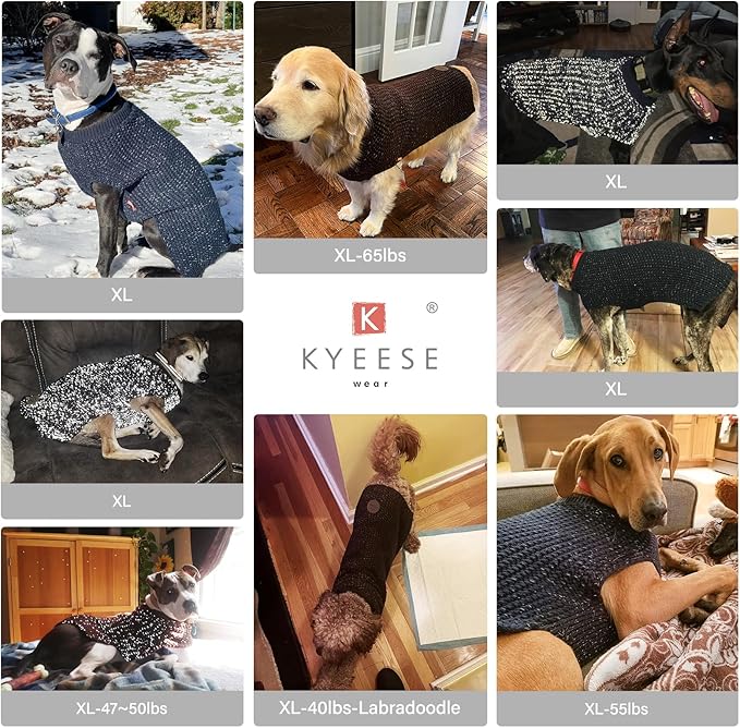 KYEESE Dog Sweater with Leash Hole Comfy Pullover Sweater Medium Size Male with Reflective Yarn Warm Pet Coats Stretchy Cozy Lightweight Thick Knitwear Dog Clothes,Red, X-Large