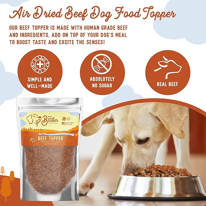 Beg & Barker Beef Dog Food Topper (5 oz, Pack of 3) - Premium Meal Mixers for Dogs - Healthy Dog Food Topper - All Natural, Dog Food Seasoning - High Protein Beef Dog Food Toppers