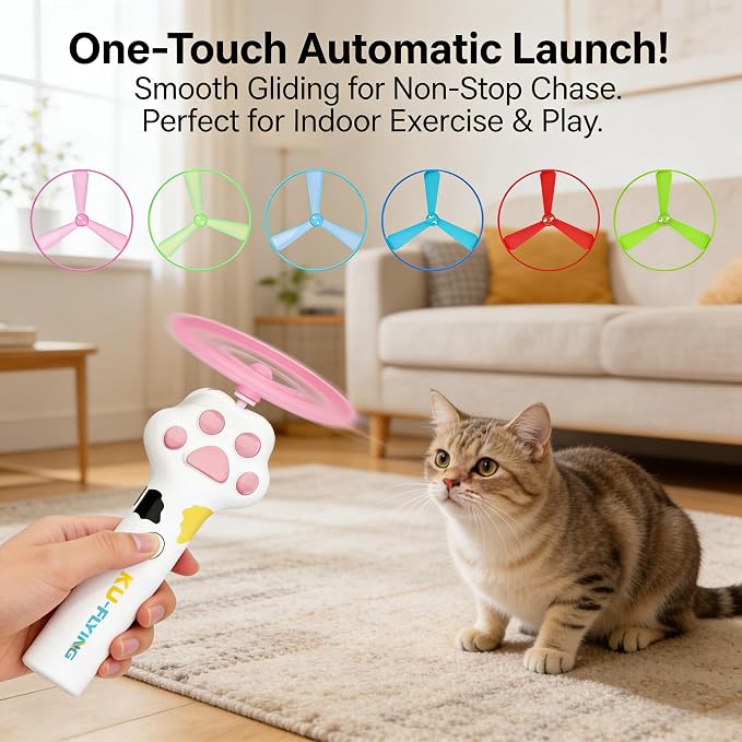Cat Toy Disc,Interactive Cat Fetch Toy Flying Discs for Pet with 10 Discs | Cat Toys for Indoor Cats,Flying Cat Enrichment Toys for Adult Kittens Dog Playing,Hunting Tracking Chasing Toys for Outdoor