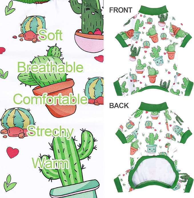 XPUDAC 4 Pieces Dog Pajamas Soft Strechy Puppy Onesies Pet Clothes for Small Medium Dogs Boy Girl Cat Pet Outfit, 150-XS