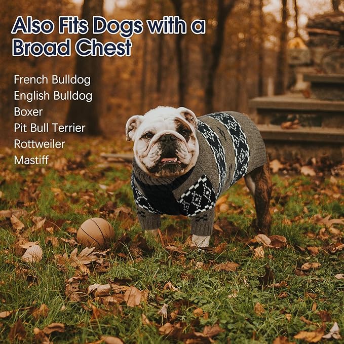 IECOii XXXL Dog Sweater for Extra Large Dogs Boy, Big Boy Dog Winter Sweaters with Mid Neck, Doberman Sweater for Dogs Large Breed, Easy On Pullover Knitwear for Cold Weather, Brown, 3XL