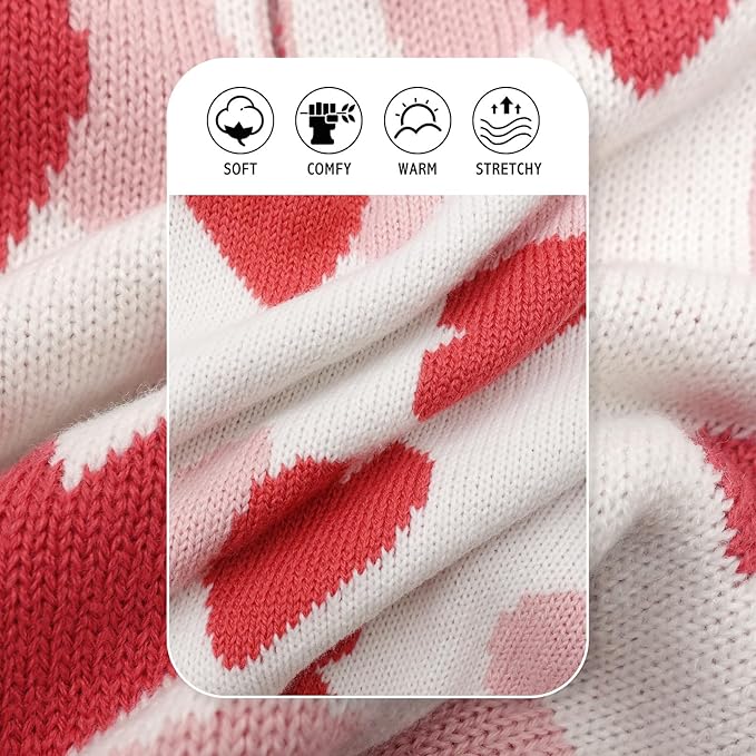 KYEESE Valentines Dog Sweater, Comfy Dogs Coat with Leash Hole, Turtleneck Small Dog Sweater, Stretchy Pullover Pet Sweaters for Small Dogs, Warm Pet Clothes with Heart Print, M