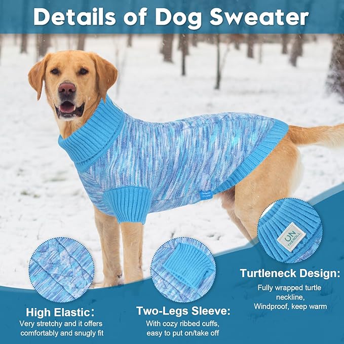 Pet Clothing,Turtleneck Dog Sweater,Sweaters for Dogs Boys and Girls,Pullover Dog Sweaters,Pet Knitted Clothes,Fit for Different Kinds Dogs,for Spring,Autumn and Winter(Blue S)