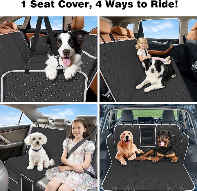 PetJoy Dog Car Seat Cover – 600D Heavy Duty Waterproof & Scratch-Resistant, Non-Slip Rear Seat Protector for Dogs, Fits SUVs, Trucks, Cars