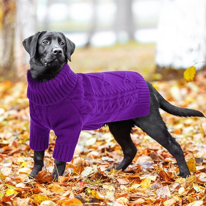 ASENKU Knitted Dog Sweater, Pullover Big Thermal Dog Winter Sweater, Turtleneck Doggy Sweaters for Large Medium Dogs Boy Girl,Warm Pet Sweatshirt for Labrador,Golden Retriever,3XL