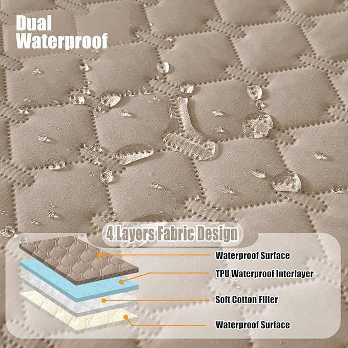 Smiry Waterproof Dog Bed Cover Blanket, Soft Reversible Pet Blanket, Washable Leakproof Cats Dogs Couch Cover for Sofa, Couch, Furniture, Plaid (52x82 Inch, Taupe/Beige)