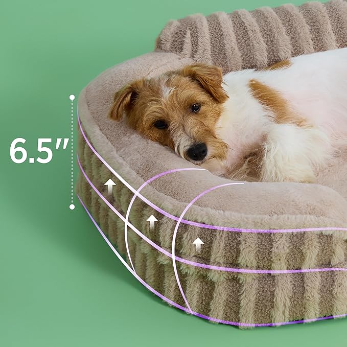 LE SURE Cute Dog Bed Medium Size Dog, Orthopedic Waterproof Medium Pet Beds with Sides, High Back Non-Slip Bottom and Egg-Crate Foam Pet Couch Sofa with Washable Removable Cover, Hazel