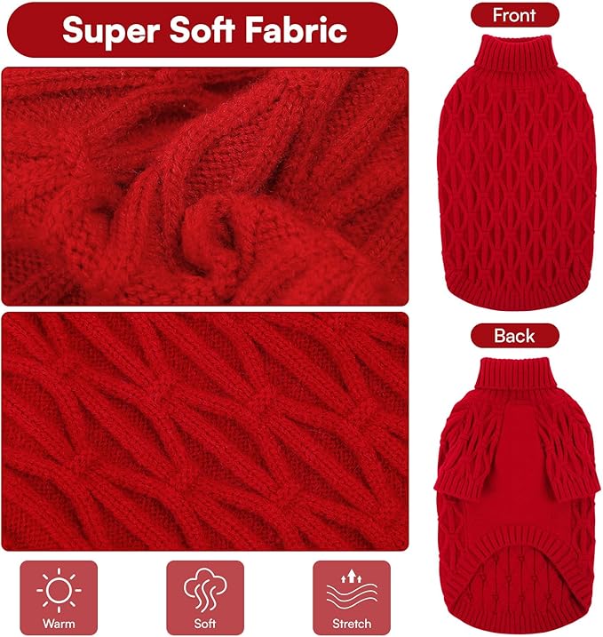 Queenmore Dog Sweaters for Large Dogs Girls Boys,Warm Pullover Extra Large Dog Sweater,Dogs Christmas Sweaters,Classic Turtleneck Thick Clothes for Extra Large Pets, Pitbull, Boxer(Red,2XL)