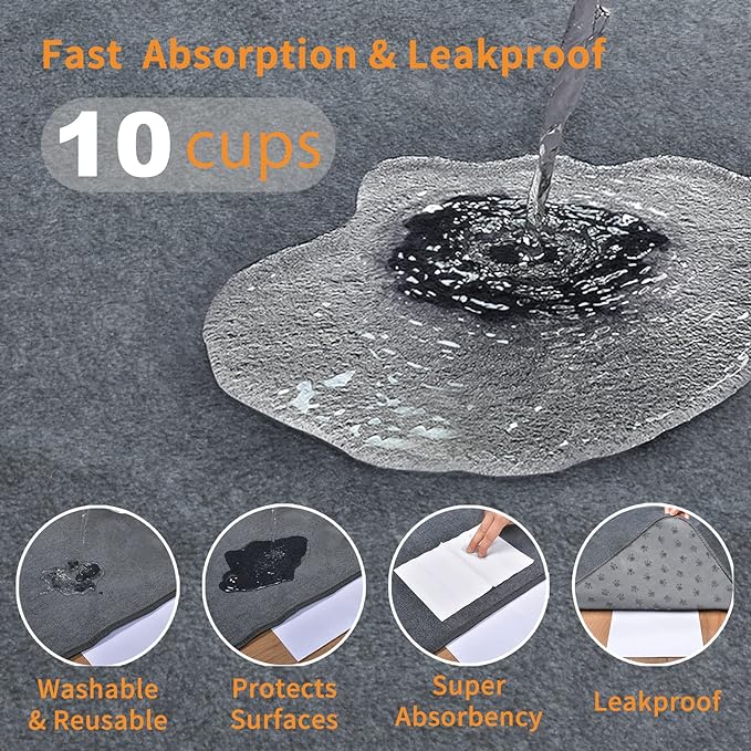 LOOBANI Washable Pee Pad for Dogs, 2 Packs Non-Slip Puppy Training Pads, Fast Absorbent Pet Whelping Pads, Puppy Playpen Mat for Incontinence, Housebreak, Crate, 41x41in, Gray