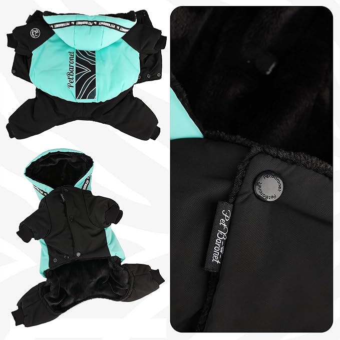 Waterproof Full Body Winter Jacket for Dogs, Dogs Snowsuit, Perfect for Cold Weather, Ideal for Small and Medium Breeds (Blue, XXL:Chest 22'', Length: 15.7'')