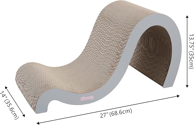 THE LICKER STORE CSR1013E Kona 27" Modern Cardboard Double-Sided Wave Cat Scratcher with Catnip, Fog