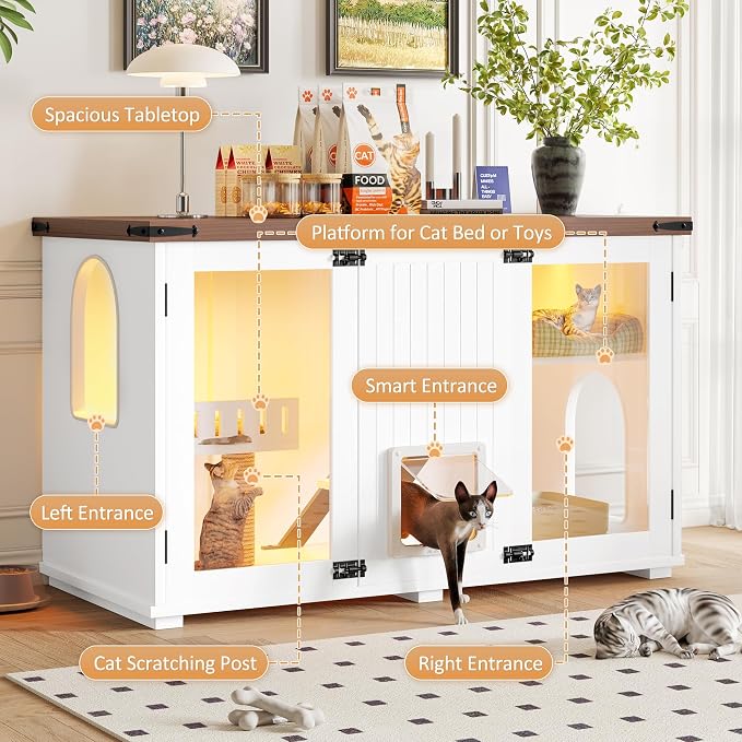 Large Cat Litter Box Enclosure Hidden Litter Box Furniture Cat House