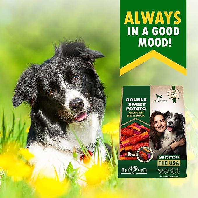 Sweet Potato Dog Treats & Duck Jerky Wraps 10.6 Oz - Dog Food & High Protein Soft Chews for Large, Medium & Small Breeds - Natural Strips & Rawhide Free Snacks (Double Sweet Potato Wrapped Duck)
