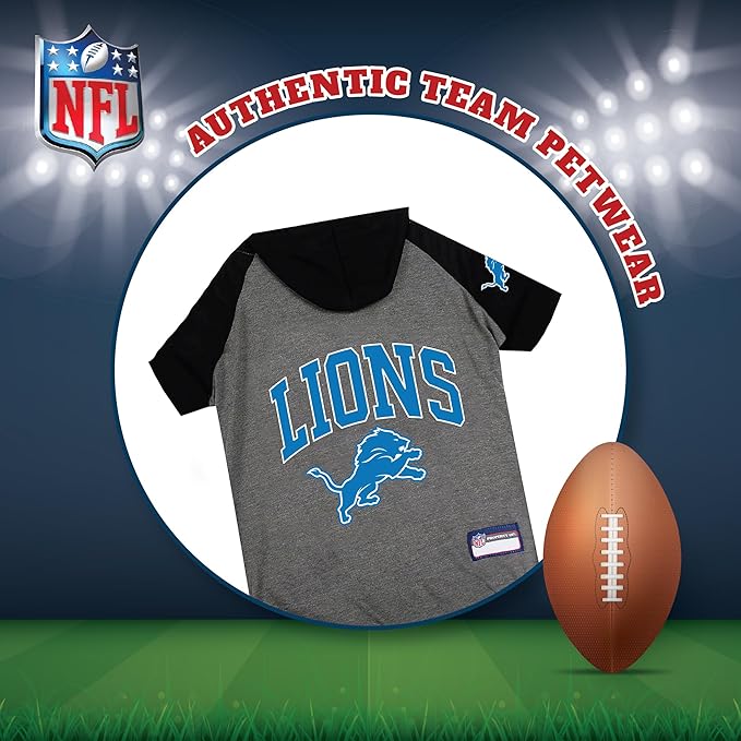 Pets First NFL Detroit Lions Hoodie for Dogs & Cats. | NFL Football Licensed Dog Hoody Tee Shirt, Medium| Sports Hoody T-Shirt for Pets | Licensed Sporty Dog Shirt