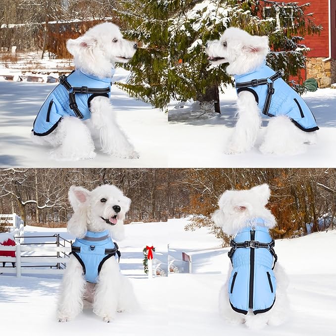 Gyuzh Dog Coat with Harness,Dog Winter Coat Jackets,Winter Waterproof Dog Coat Warm Cold Weather Dog Coat with Harness Built in for Small Medium Large Dogs