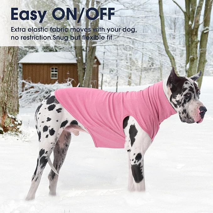 IECOii XL Dog Sweater - Stretch Fleece Vest with Turtleneck - Pink,X-Large, Warm Pullover Dog Fleece Coat for Large Dogs - Christmas Pet Sweatshirt for Boys & Girls, Machine Washable