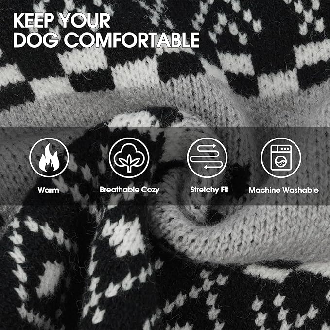 IECOii Dog Sweater for Medium Dogs Boy,Thermal Knitted Dog Winter Sweaters Easy On Pullover Design,Thick Pet Knitwear with Sleeve for Cold Weather,Warm Dogs Sweater for Indoor & Outdoor,Grey,L