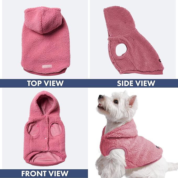 Spark Paws Fleece Dog Jacket, Hooded Sweater Vest, Warm Coat for Winter - Suitable for Small Medium Large XL XXL Breeds - Dark Pink - 4XL