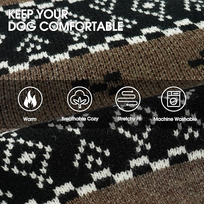 IECOii Male Dog Sweater,Thick Knitted Dog Sweaters for Small Medium Dogs Boy,Mid Neck Knitwear Extra Warm Pullover for Cold Weather,Cozy & Stretchy for Active Dogs, French Bulldog Sweater, Brown, M